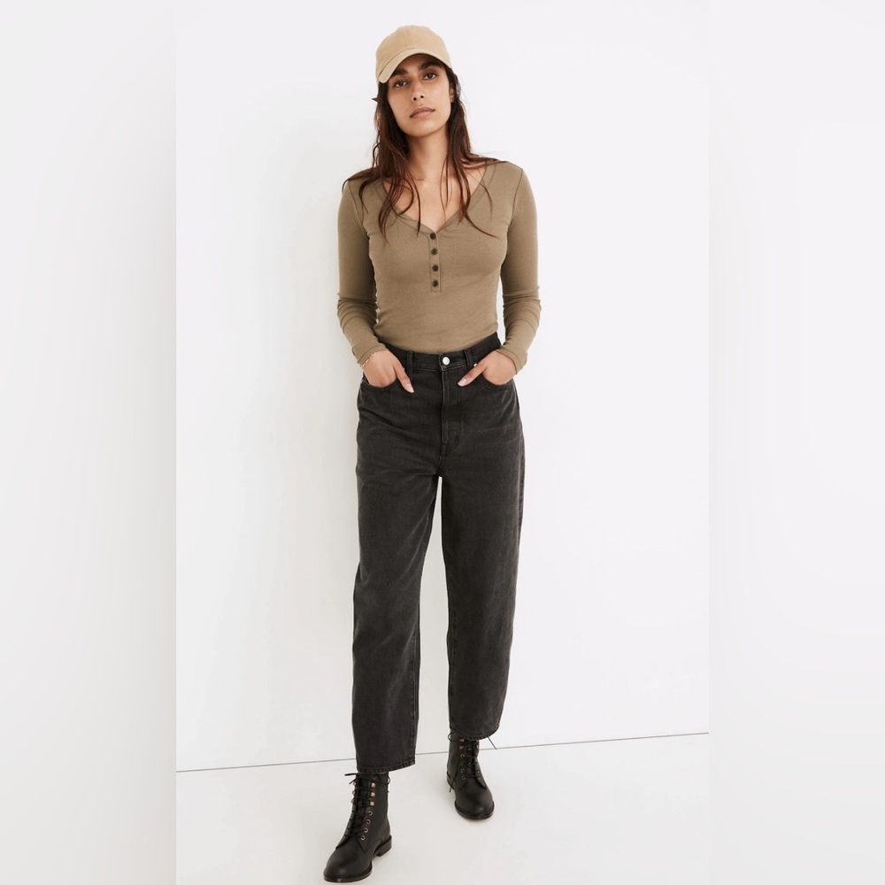 NWT in package Madewell ballon jeans in black / dark grey size 32 tall